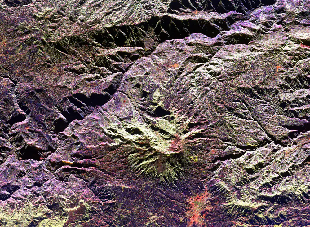 Radar SAR del Volcán Galeras, Colombia (NASA)
